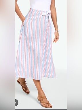 Striped Blue and Pink Midi Skirt